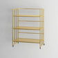 Glam Antique Finish Shelf Bookcase Metal Frame Bookshelf with Rectangular Shelves