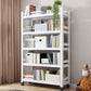 Metal Standard Bookshelf Modern Rectangle Bookcase with Casters