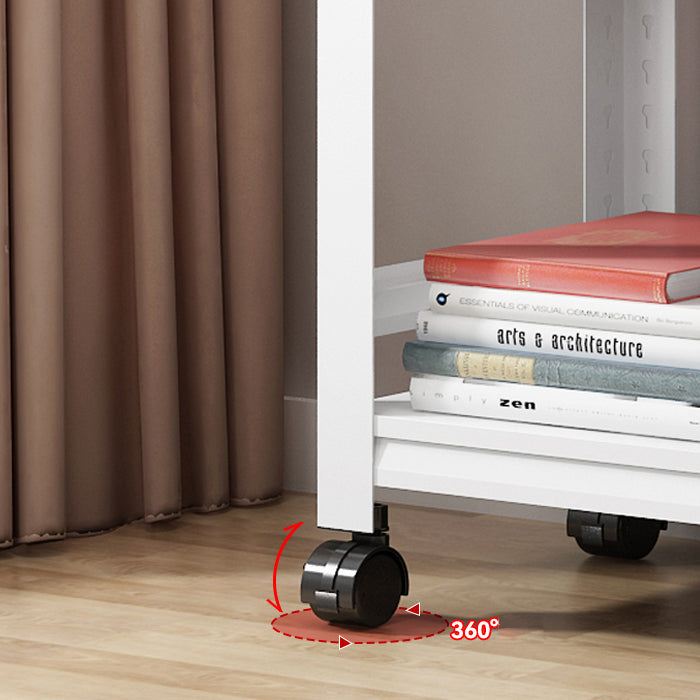 Metal Standard Bookshelf Modern Rectangle Bookcase with Casters