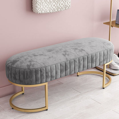 12.48-inch Width Modern Seating Bench Cushioned Metal Entryway Bench Grey Clearhalo 'Benches' 'Chairs & Seating' 'furn' 'furn_benches' 'Furniture' 'Living Room Furniture' 6585082