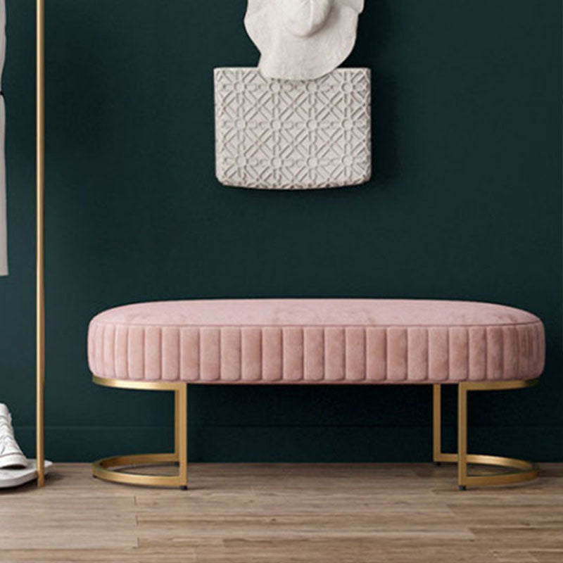 12.48-inch Width Modern Seating Bench Cushioned Metal Entryway Bench Pink Clearhalo 'Benches' 'Chairs & Seating' 'furn' 'furn_benches' 'Furniture' 'Living Room Furniture' 6585093