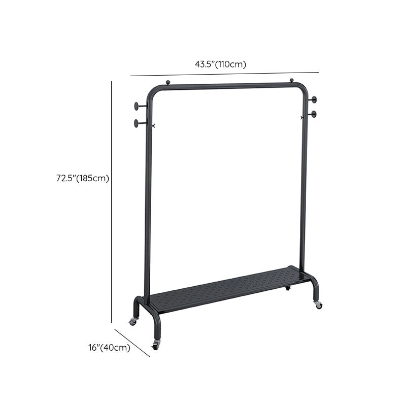 Rack de manteau d'entrée industriel métal rail rail inférieur d'étagère inférieur avec 4 crochets