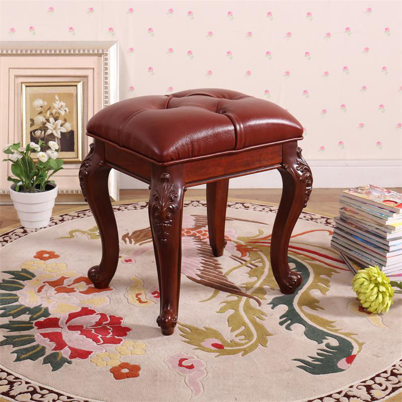 Mid-Century Modern Ottoman Faux Leather Upholstered Tufted Rectangle Ottoman Reddish Brown 1 Piece Brown Clearhalo 'furn' 'furn_ottomans_poufs' 'Furniture' 'Living Room Furniture' 'Ottomans & Poufs' 'ottomans_poufs' 6586288