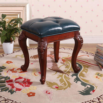 Mid-Century Modern Ottoman Faux Leather Upholstered Tufted Rectangle Ottoman Blue 1 Piece Brown Clearhalo 'furn' 'furn_ottomans_poufs' 'Furniture' 'Living Room Furniture' 'Ottomans & Poufs' 'ottomans_poufs' 6586292