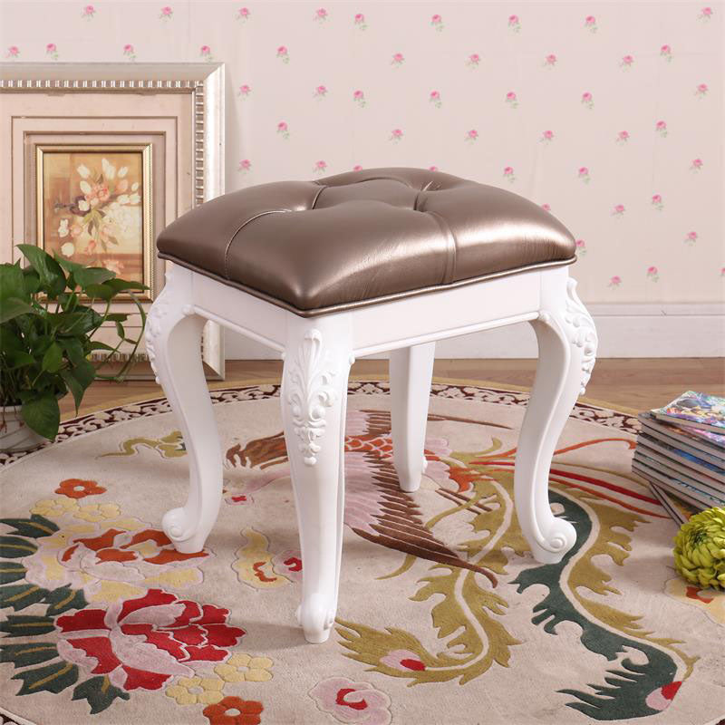 Mid-Century Modern Ottoman Faux Leather Upholstered Tufted Rectangle Ottoman Silver 1 Piece White Clearhalo 'furn' 'furn_ottomans_poufs' 'Furniture' 'Living Room Furniture' 'Ottomans & Poufs' 'ottomans_poufs' 6586293