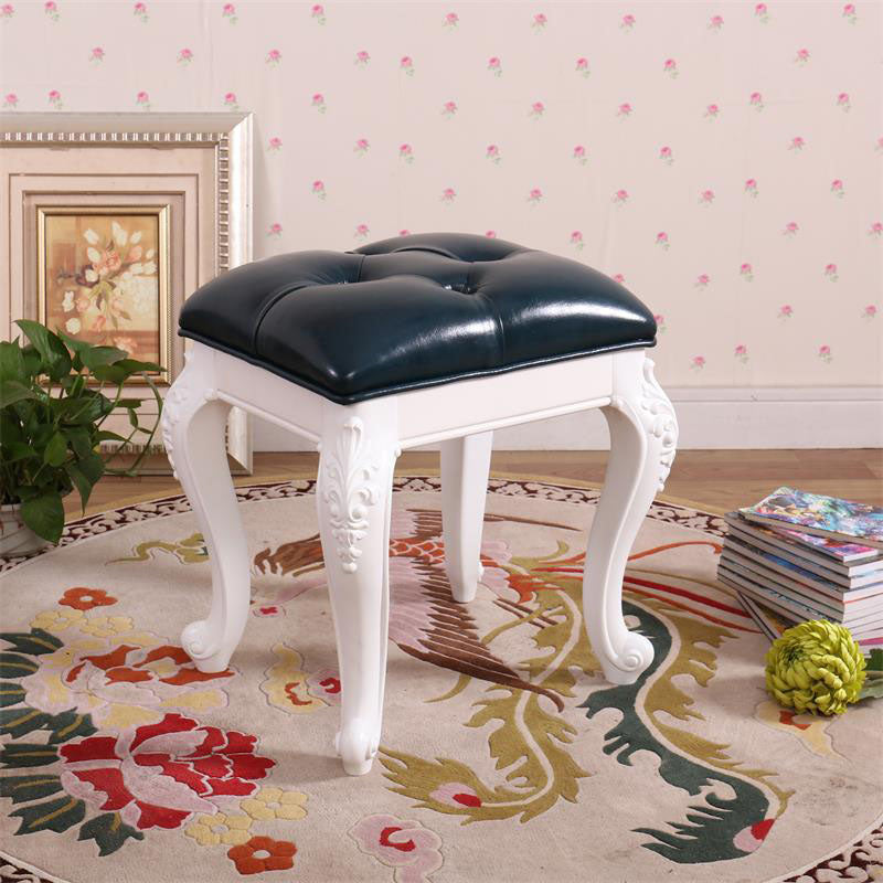 Mid-Century Modern Ottoman Faux Leather Upholstered Tufted Rectangle Ottoman Blue 1 Piece White Clearhalo 'furn' 'furn_ottomans_poufs' 'Furniture' 'Living Room Furniture' 'Ottomans & Poufs' 'ottomans_poufs' 6586294