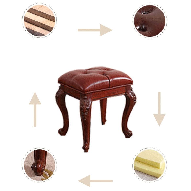 Mid-Century Modern Ottoman Faux Leather Upholstered Tufted Rectangle Ottoman Clearhalo 'furn' 'furn_ottomans_poufs' 'Furniture' 'Living Room Furniture' 'Ottomans & Poufs' 'ottomans_poufs' 6586302