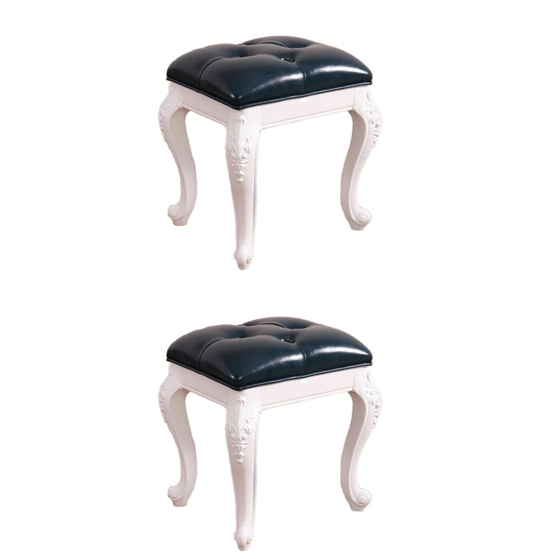 Mid-Century Modern Ottoman Faux Leather Upholstered Tufted Rectangle Ottoman Blue 2 Piece Set White Clearhalo 'furn' 'furn_ottomans_poufs' 'Furniture' 'Living Room Furniture' 'Ottomans & Poufs' 'ottomans_poufs' 6586303