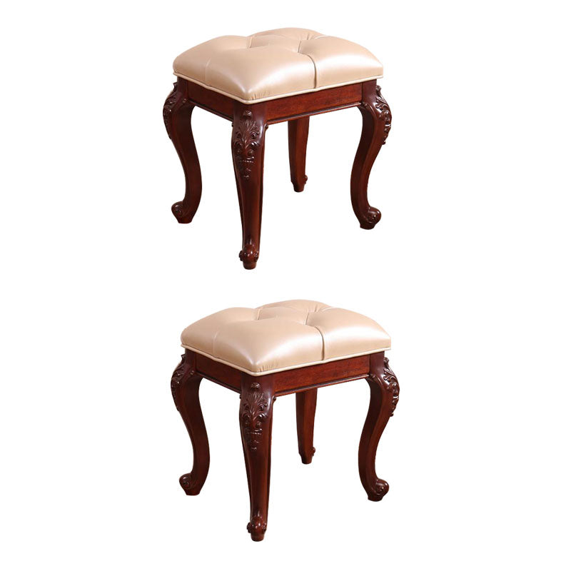 Mid-Century Modern Ottoman Faux Leather Upholstered Tufted Rectangle Ottoman Beige 2 Piece Set Brown Clearhalo 'furn' 'furn_ottomans_poufs' 'Furniture' 'Living Room Furniture' 'Ottomans & Poufs' 'ottomans_poufs' 6586307