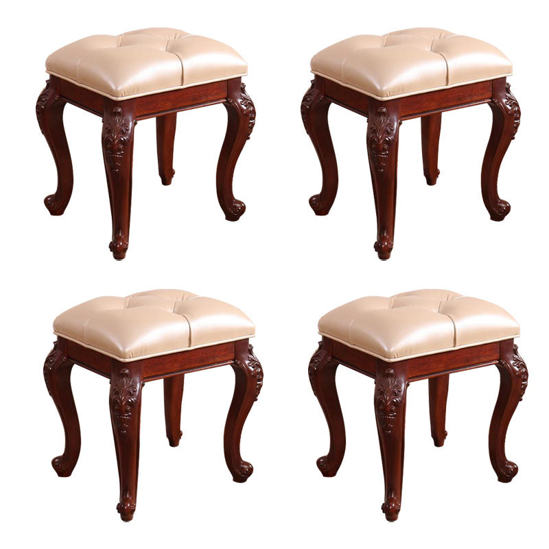 Mid-Century Modern Ottoman Faux Leather Upholstered Tufted Rectangle Ottoman Beige 4 Piece Set Brown Clearhalo 'furn' 'furn_ottomans_poufs' 'Furniture' 'Living Room Furniture' 'Ottomans & Poufs' 'ottomans_poufs' 6586309