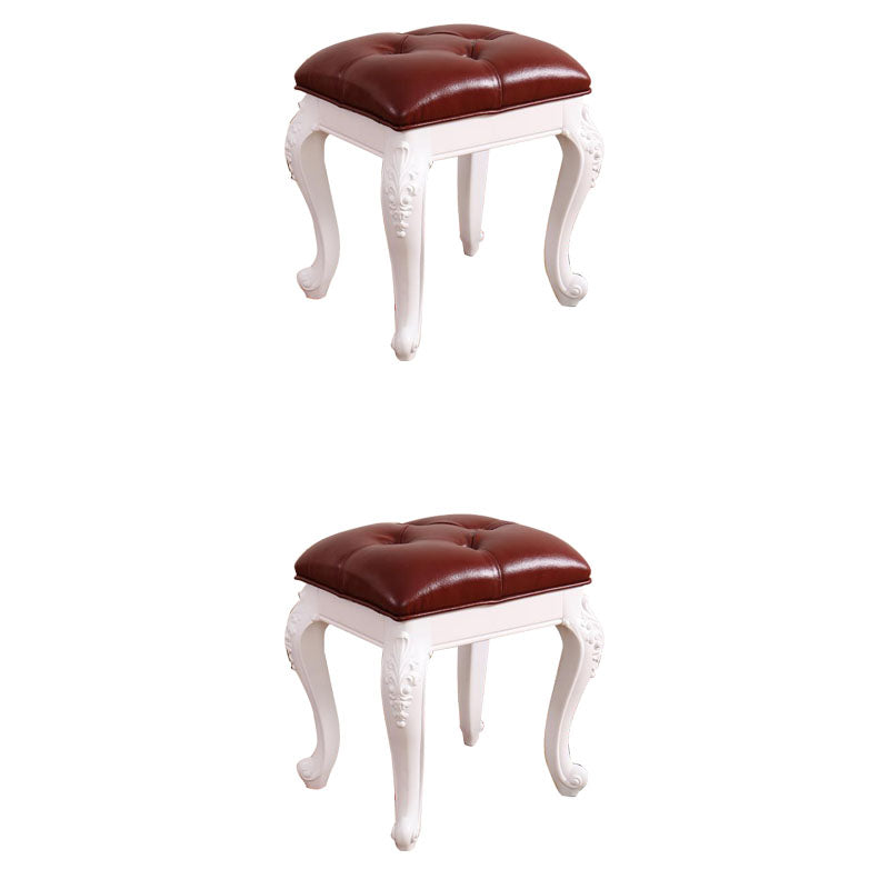 Mid-Century Modern Ottoman Faux Leather Upholstered Tufted Rectangle Ottoman Reddish Brown 2 Piece Set White Clearhalo 'furn' 'furn_ottomans_poufs' 'Furniture' 'Living Room Furniture' 'Ottomans & Poufs' 'ottomans_poufs' 6586311