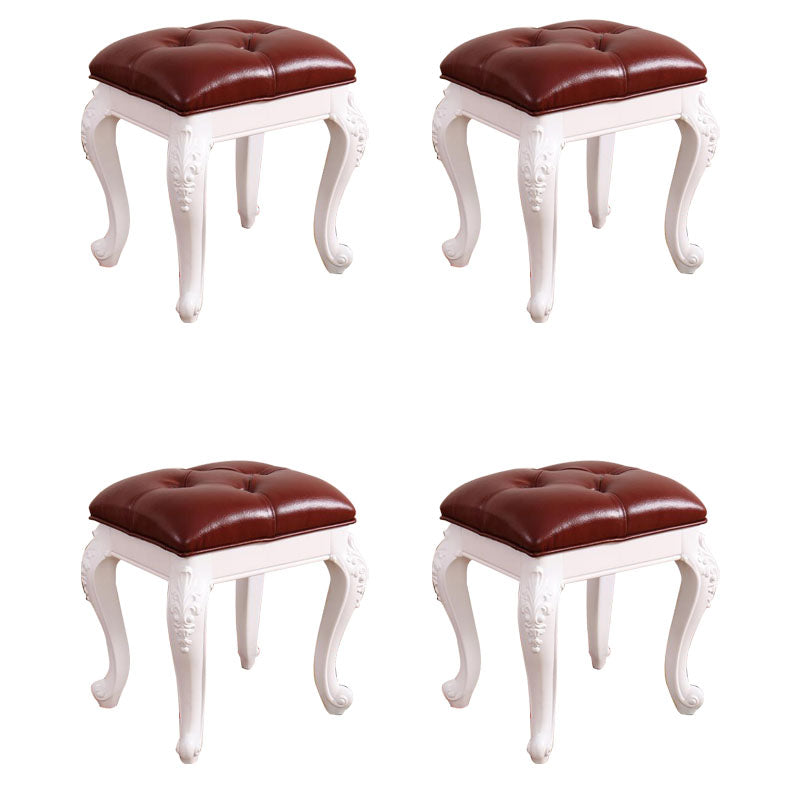 Mid-Century Modern Ottoman Faux Leather Upholstered Tufted Rectangle Ottoman Reddish Brown 4 Piece Set White Clearhalo 'furn' 'furn_ottomans_poufs' 'Furniture' 'Living Room Furniture' 'Ottomans & Poufs' 'ottomans_poufs' 6586313