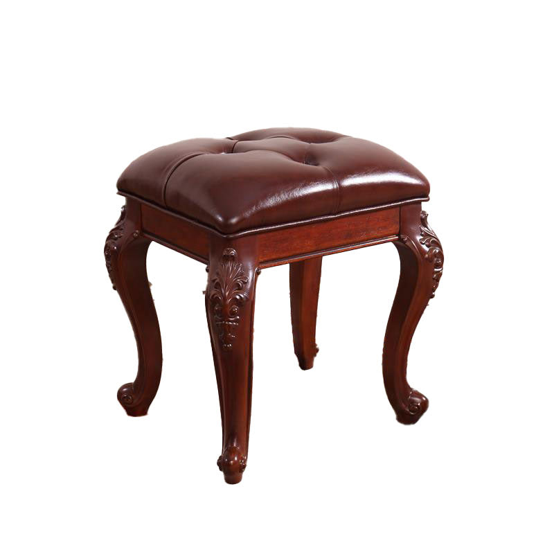 Mid-Century Modern Ottoman Faux Leather Upholstered Tufted Rectangle Ottoman Clearhalo 'furn' 'furn_ottomans_poufs' 'Furniture' 'Living Room Furniture' 'Ottomans & Poufs' 'ottomans_poufs' 6586314