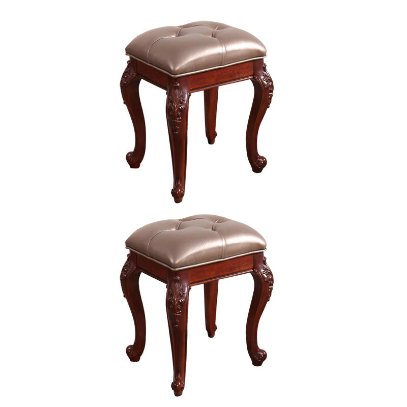 Mid-Century Modern Ottoman Faux Leather Upholstered Tufted Rectangle Ottoman Silver 2 Piece Set Brown Clearhalo 'furn' 'furn_ottomans_poufs' 'Furniture' 'Living Room Furniture' 'Ottomans & Poufs' 'ottomans_poufs' 6586315
