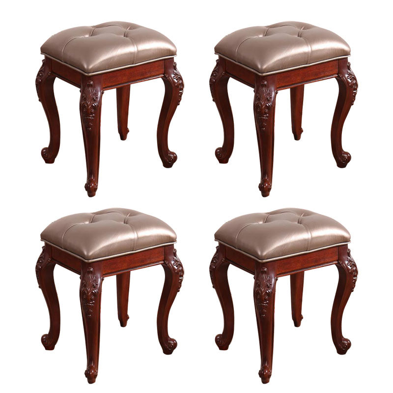 Mid-Century Modern Ottoman Faux Leather Upholstered Tufted Rectangle Ottoman Silver 4 Piece Set Brown Clearhalo 'furn' 'furn_ottomans_poufs' 'Furniture' 'Living Room Furniture' 'Ottomans & Poufs' 'ottomans_poufs' 6586316