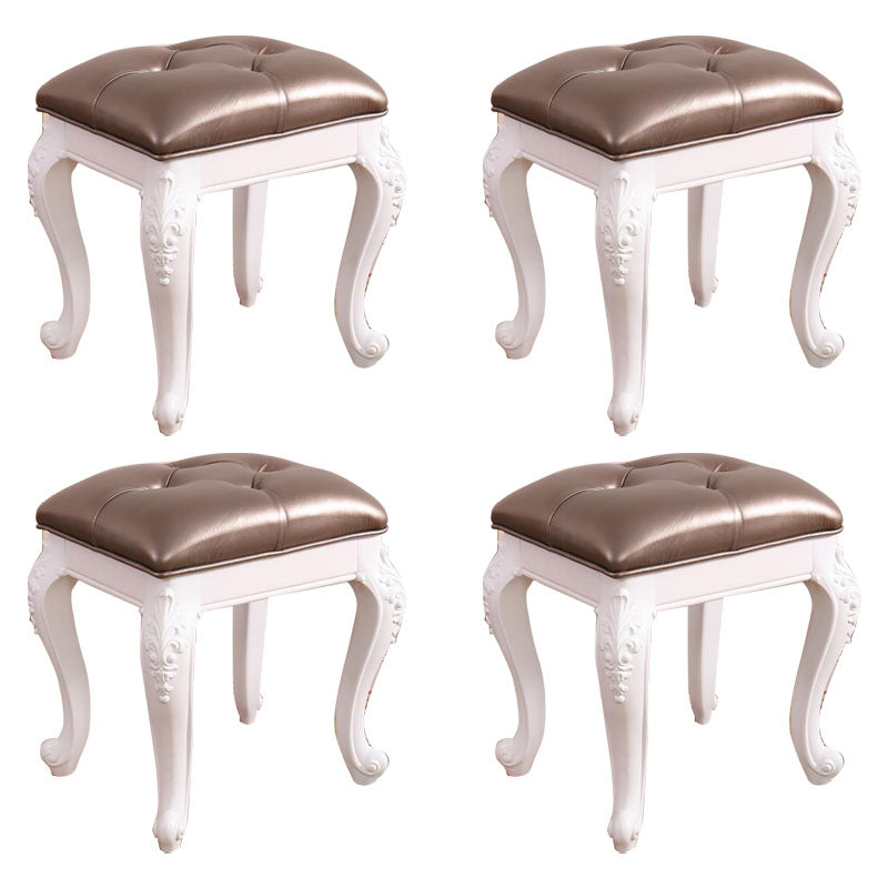 Mid-Century Modern Ottoman Faux Leather Upholstered Tufted Rectangle Ottoman Silver 4 Piece Set White Clearhalo 'furn' 'furn_ottomans_poufs' 'Furniture' 'Living Room Furniture' 'Ottomans & Poufs' 'ottomans_poufs' 6586318