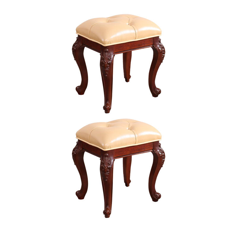Mid-Century Modern Ottoman Faux Leather Upholstered Tufted Rectangle Ottoman Yellow 2 Piece Set Brown Clearhalo 'furn' 'furn_ottomans_poufs' 'Furniture' 'Living Room Furniture' 'Ottomans & Poufs' 'ottomans_poufs' 6586319