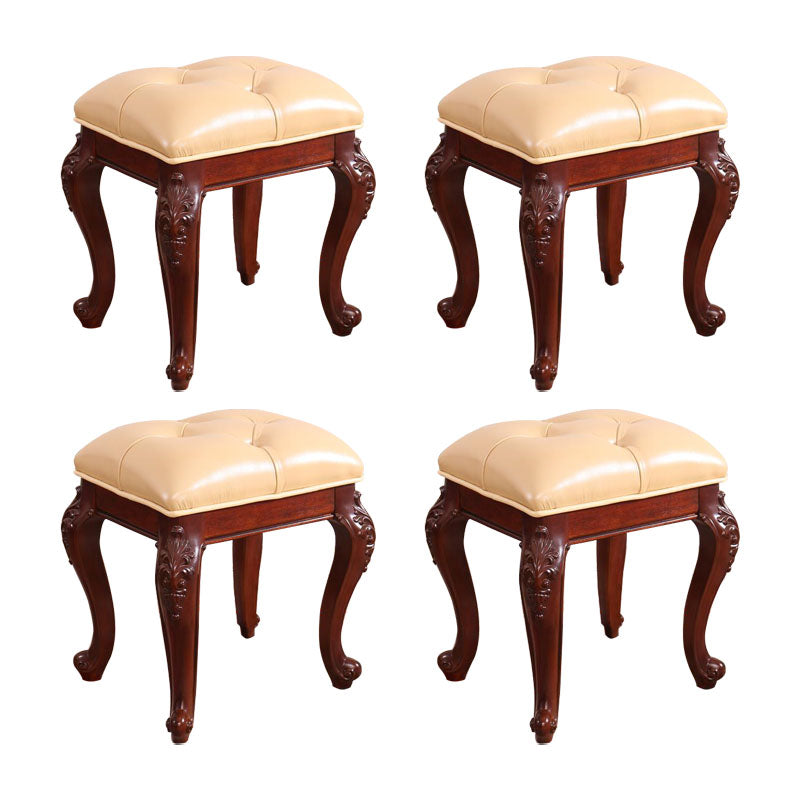 Mid-Century Modern Ottoman Faux Leather Upholstered Tufted Rectangle Ottoman Yellow 4 Piece Set Brown Clearhalo 'furn' 'furn_ottomans_poufs' 'Furniture' 'Living Room Furniture' 'Ottomans & Poufs' 'ottomans_poufs' 6586320