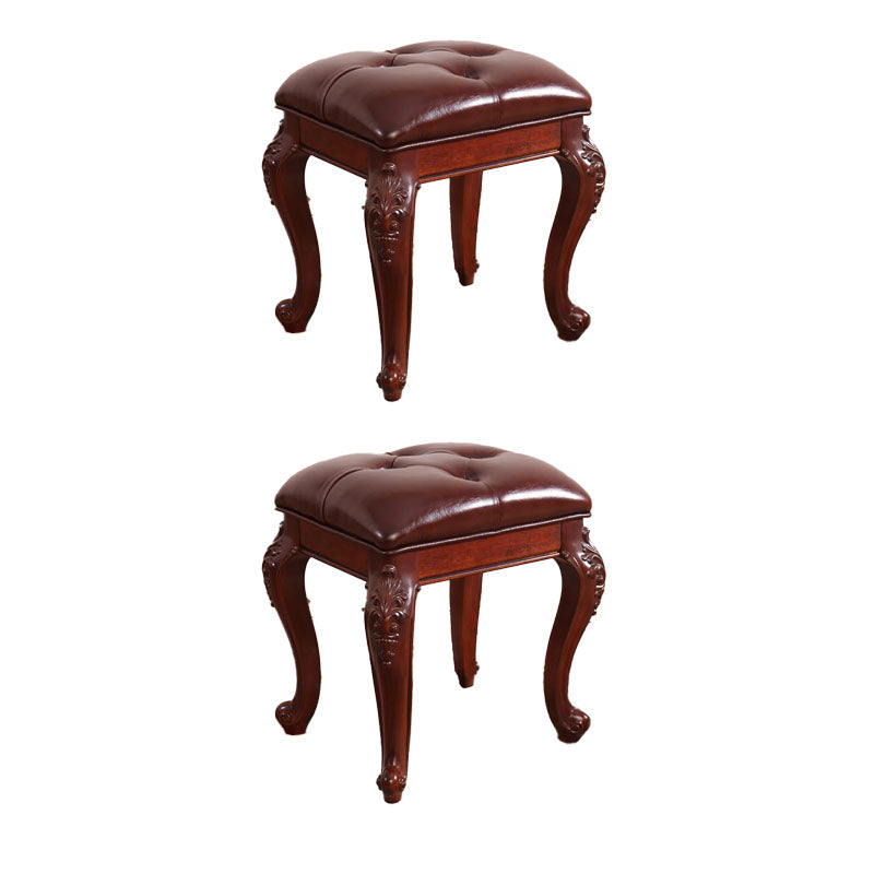 Mid-Century Modern Ottoman Faux Leather Upholstered Tufted Rectangle Ottoman Brown 2 Piece Set Brown Clearhalo 'furn' 'furn_ottomans_poufs' 'Furniture' 'Living Room Furniture' 'Ottomans & Poufs' 'ottomans_poufs' 6586321