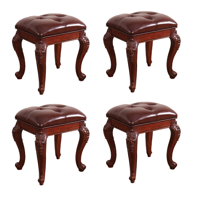 Mid-Century Modern Ottoman Faux Leather Upholstered Tufted Rectangle Ottoman Brown 4 Piece Set Brown Clearhalo 'furn' 'furn_ottomans_poufs' 'Furniture' 'Living Room Furniture' 'Ottomans & Poufs' 'ottomans_poufs' 6586322