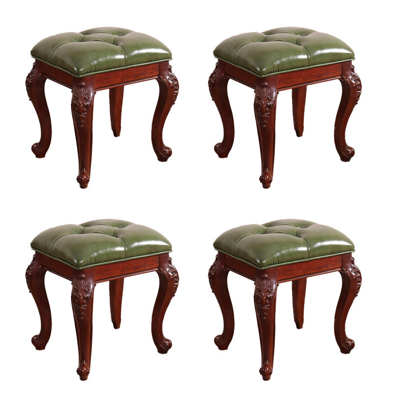 Mid-Century Modern Ottoman Faux Leather Upholstered Tufted Rectangle Ottoman Green 4 Piece Set Brown Clearhalo 'furn' 'furn_ottomans_poufs' 'Furniture' 'Living Room Furniture' 'Ottomans & Poufs' 'ottomans_poufs' 6586324