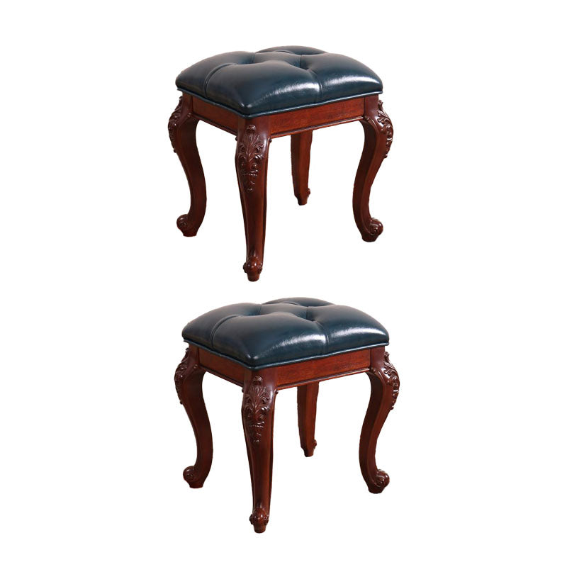 Mid-Century Modern Ottoman Faux Leather Upholstered Tufted Rectangle Ottoman Blue 2 Piece Set Brown Clearhalo 'furn' 'furn_ottomans_poufs' 'Furniture' 'Living Room Furniture' 'Ottomans & Poufs' 'ottomans_poufs' 6586325