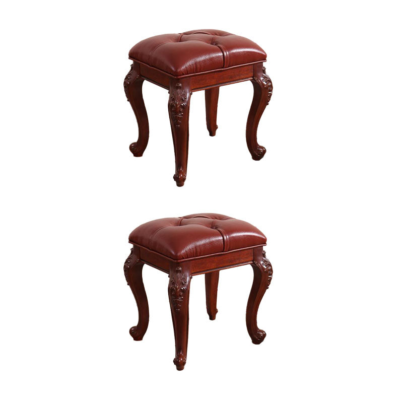 Mid-Century Modern Ottoman Faux Leather Upholstered Tufted Rectangle Ottoman Reddish Brown 2 Piece Set Brown Clearhalo 'furn' 'furn_ottomans_poufs' 'Furniture' 'Living Room Furniture' 'Ottomans & Poufs' 'ottomans_poufs' 6586327