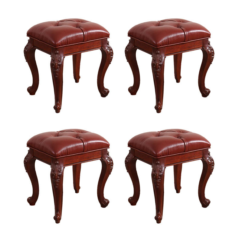 Mid-Century Modern Ottoman Faux Leather Upholstered Tufted Rectangle Ottoman Reddish Brown 4 Piece Set Brown Clearhalo 'furn' 'furn_ottomans_poufs' 'Furniture' 'Living Room Furniture' 'Ottomans & Poufs' 'ottomans_poufs' 6586328