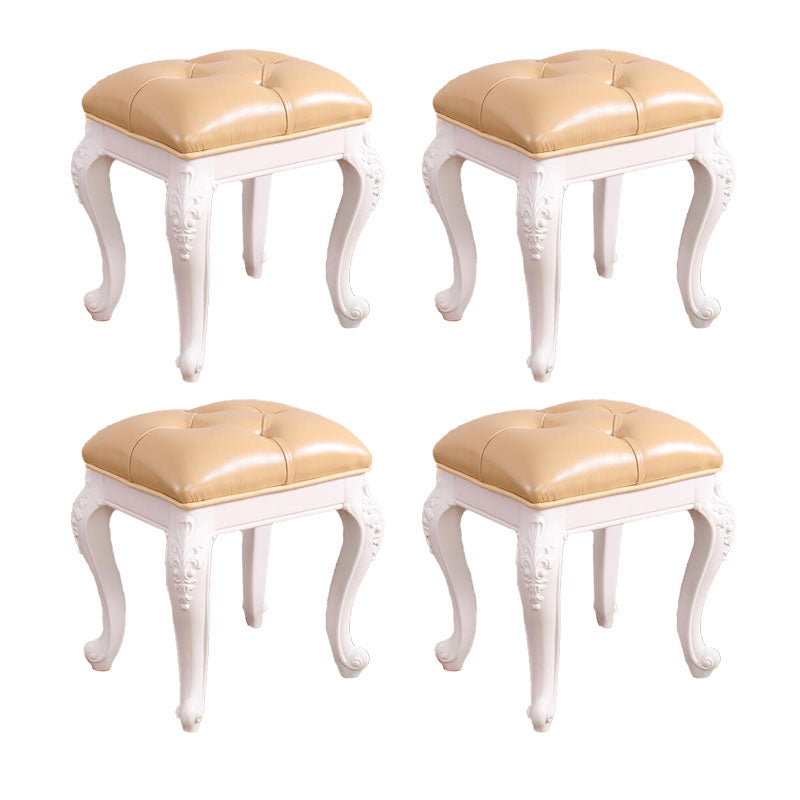 Mid-Century Modern Ottoman Faux Leather Upholstered Tufted Rectangle Ottoman Yellow 4 Piece Set White Clearhalo 'furn' 'furn_ottomans_poufs' 'Furniture' 'Living Room Furniture' 'Ottomans & Poufs' 'ottomans_poufs' 6586330