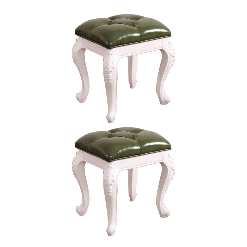 Mid-Century Modern Ottoman Faux Leather Upholstered Tufted Rectangle Ottoman Green 2 Piece Set White Clearhalo 'furn' 'furn_ottomans_poufs' 'Furniture' 'Living Room Furniture' 'Ottomans & Poufs' 'ottomans_poufs' 6586331