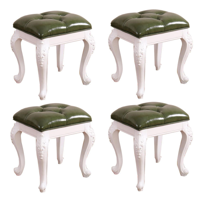 Mid-Century Modern Ottoman Faux Leather Upholstered Tufted Rectangle Ottoman Green 4 Piece Set White Clearhalo 'furn' 'furn_ottomans_poufs' 'Furniture' 'Living Room Furniture' 'Ottomans & Poufs' 'ottomans_poufs' 6586332
