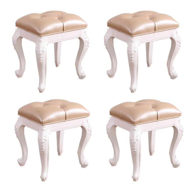 Mid-Century Modern Ottoman Faux Leather Upholstered Tufted Rectangle Ottoman Beige 4 Piece Set White Clearhalo 'furn' 'furn_ottomans_poufs' 'Furniture' 'Living Room Furniture' 'Ottomans & Poufs' 'ottomans_poufs' 6586334
