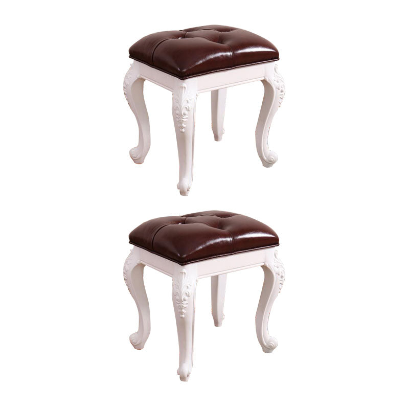 Mid-Century Modern Ottoman Faux Leather Upholstered Tufted Rectangle Ottoman Brown 2 Piece Set White Clearhalo 'furn' 'furn_ottomans_poufs' 'Furniture' 'Living Room Furniture' 'Ottomans & Poufs' 'ottomans_poufs' 6586335