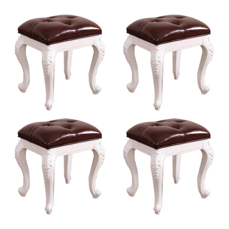 Mid-Century Modern Ottoman Faux Leather Upholstered Tufted Rectangle Ottoman Brown 4 Piece Set White Clearhalo 'furn' 'furn_ottomans_poufs' 'Furniture' 'Living Room Furniture' 'Ottomans & Poufs' 'ottomans_poufs' 6586336
