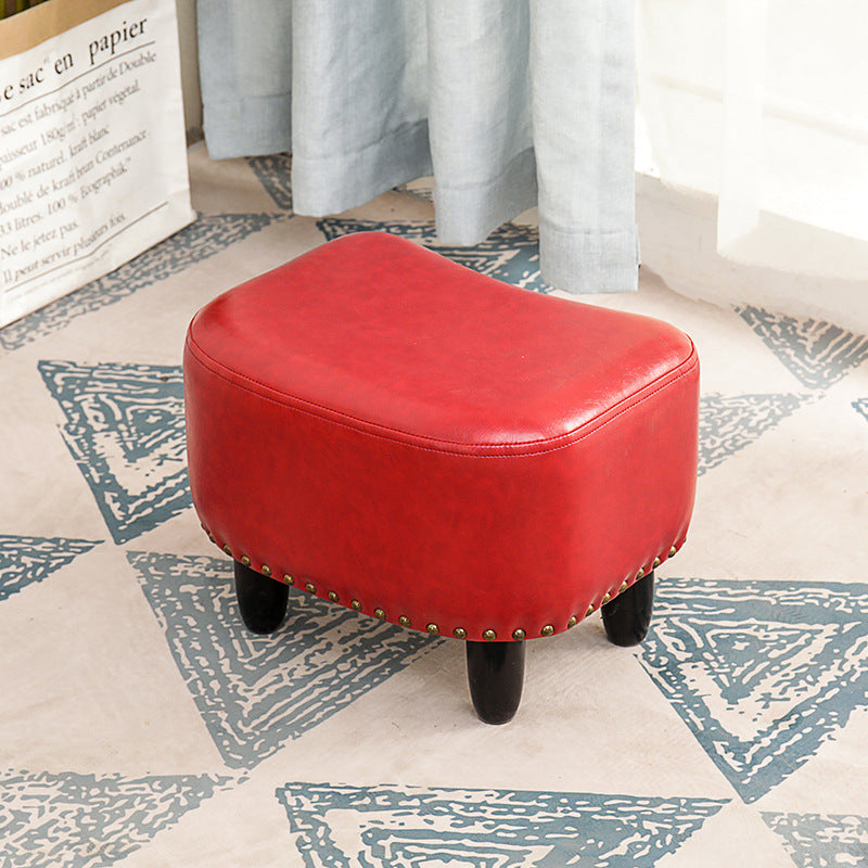 Nailhead Trim Ottoman Leather Special Shape Contrast Color Stain Resistant Ottoman Red 1 Piece Clearhalo 'furn' 'furn_ottomans_poufs' 'Furniture' 'Living Room Furniture' 'Ottomans & Poufs' 'ottomans_poufs' 6586343