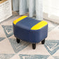 Nailhead Trim Ottoman Leather Special Shape Contrast Color Stain Resistant Ottoman Blue-Yellow 1 Piece Clearhalo 'furn' 'furn_ottomans_poufs' 'Furniture' 'Living Room Furniture' 'Ottomans & Poufs' 'ottomans_poufs' 6586354