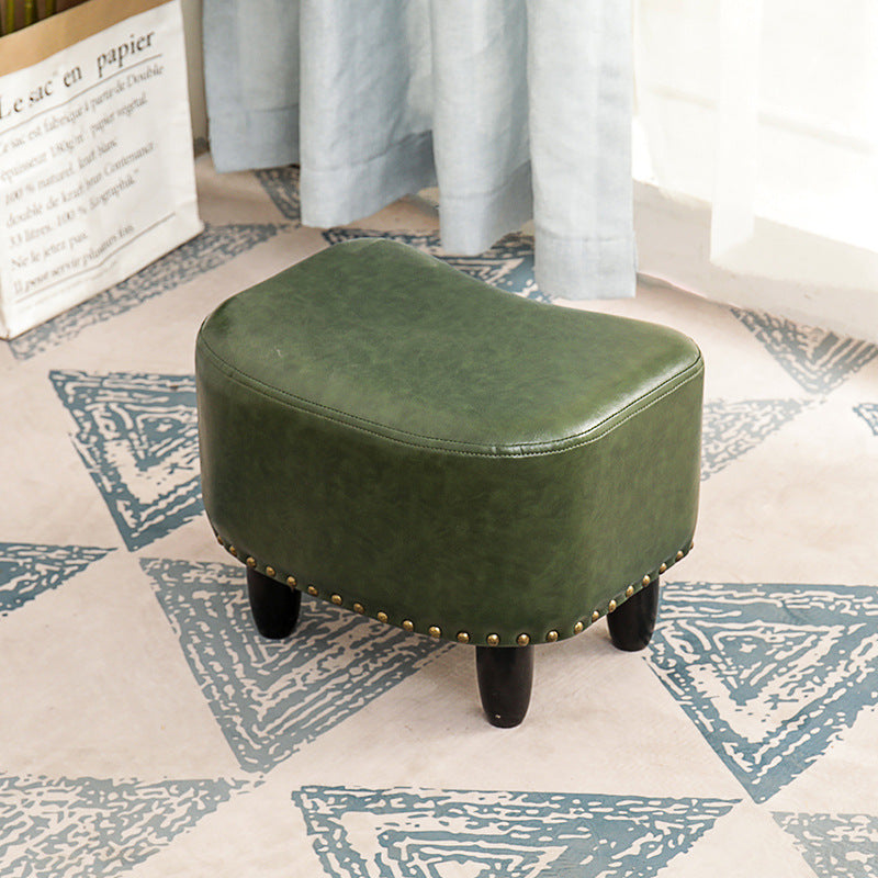 Nailhead Trim Ottoman Leather Special Shape Contrast Color Stain Resistant Ottoman Green 1 Piece Clearhalo 'furn' 'furn_ottomans_poufs' 'Furniture' 'Living Room Furniture' 'Ottomans & Poufs' 'ottomans_poufs' 6586357