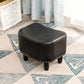 Nailhead Trim Ottoman Leather Special Shape Contrast Color Stain Resistant Ottoman Black 1 Piece Clearhalo 'furn' 'furn_ottomans_poufs' 'Furniture' 'Living Room Furniture' 'Ottomans & Poufs' 'ottomans_poufs' 6586358
