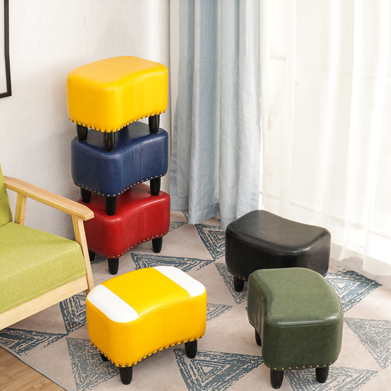 Nailhead Trim Ottoman Leather Special Shape Contrast Color Stain Resistant Ottoman Clearhalo 'furn' 'furn_ottomans_poufs' 'Furniture' 'Living Room Furniture' 'Ottomans & Poufs' 'ottomans_poufs' 6586361