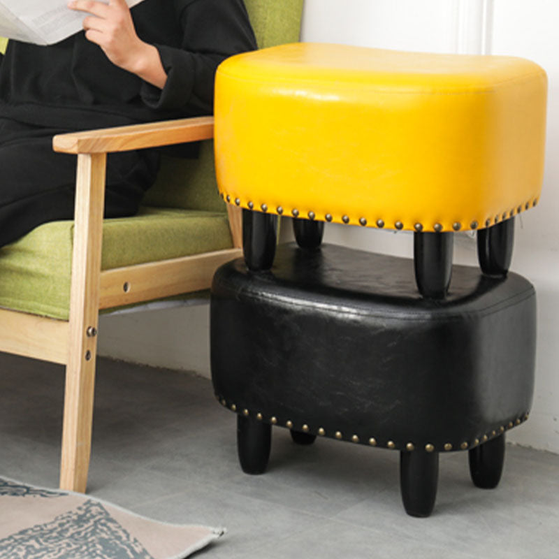 Nailhead Trim Ottoman Leather Special Shape Contrast Color Stain Resistant Ottoman Clearhalo 'furn' 'furn_ottomans_poufs' 'Furniture' 'Living Room Furniture' 'Ottomans & Poufs' 'ottomans_poufs' 6586362