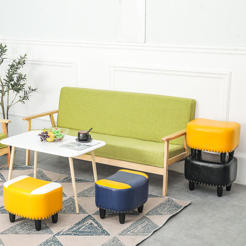 Nailhead Trim Ottoman Leather Special Shape Contrast Color Stain Resistant Ottoman Clearhalo 'furn' 'furn_ottomans_poufs' 'Furniture' 'Living Room Furniture' 'Ottomans & Poufs' 'ottomans_poufs' 6586364