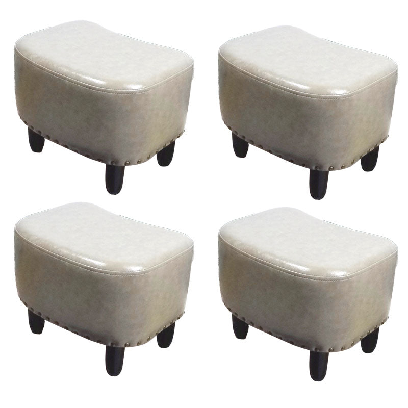Nailhead Trim Ottoman Leather Special Shape Contrast Color Stain Resistant Ottoman Grey 4 Piece Set Clearhalo 'furn' 'furn_ottomans_poufs' 'Furniture' 'Living Room Furniture' 'Ottomans & Poufs' 'ottomans_poufs' 6586370