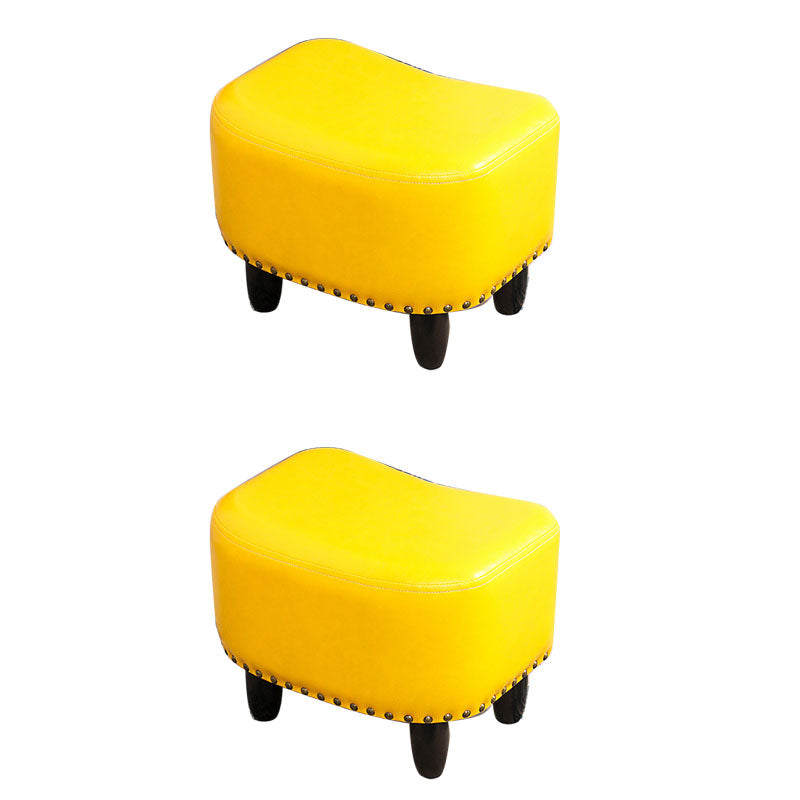 Nailhead Trim Ottoman Leather Special Shape Contrast Color Stain Resistant Ottoman Yellow 2 Piece Set Clearhalo 'furn' 'furn_ottomans_poufs' 'Furniture' 'Living Room Furniture' 'Ottomans & Poufs' 'ottomans_poufs' 6586371