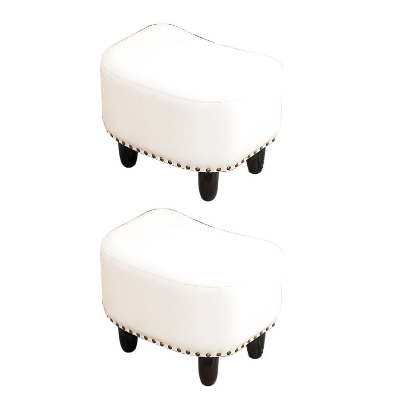 Nailhead Trim Ottoman Leather Special Shape Contrast Color Stain Resistant Ottoman White 2 Piece Set Clearhalo 'furn' 'furn_ottomans_poufs' 'Furniture' 'Living Room Furniture' 'Ottomans & Poufs' 'ottomans_poufs' 6586373