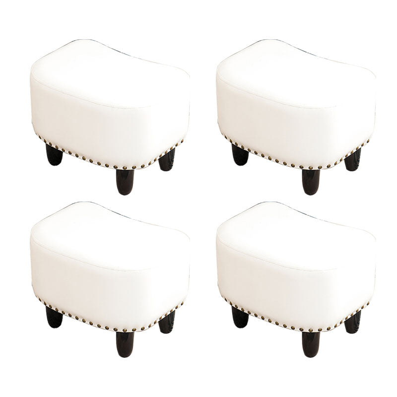 Nailhead Trim Ottoman Leather Special Shape Contrast Color Stain Resistant Ottoman White 4 Piece Set Clearhalo 'furn' 'furn_ottomans_poufs' 'Furniture' 'Living Room Furniture' 'Ottomans & Poufs' 'ottomans_poufs' 6586374