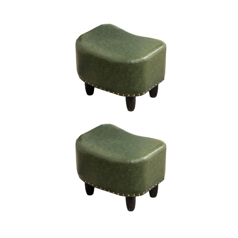 Nailhead Trim Ottoman Leather Special Shape Contrast Color Stain Resistant Ottoman Green 2 Piece Set Clearhalo 'furn' 'furn_ottomans_poufs' 'Furniture' 'Living Room Furniture' 'Ottomans & Poufs' 'ottomans_poufs' 6586379