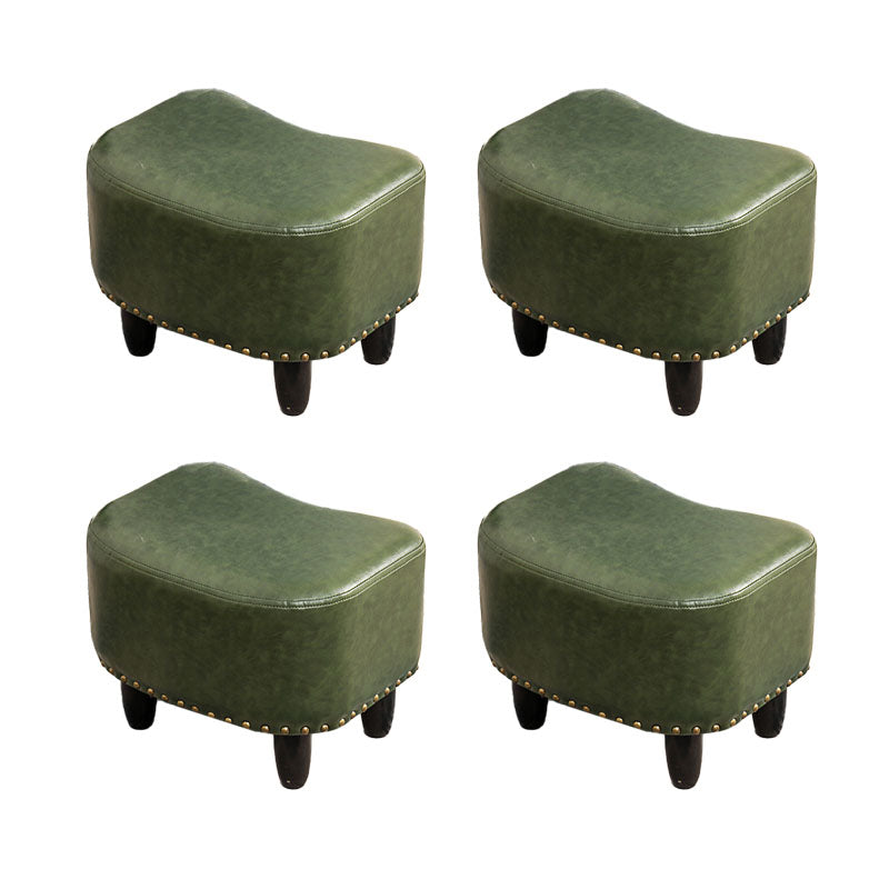 Nailhead Trim Ottoman Leather Special Shape Contrast Color Stain Resistant Ottoman Green 4 Piece Set Clearhalo 'furn' 'furn_ottomans_poufs' 'Furniture' 'Living Room Furniture' 'Ottomans & Poufs' 'ottomans_poufs' 6586380