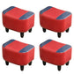 Nailhead Trim Ottoman Leather Special Shape Contrast Color Stain Resistant Ottoman Red-Blue 4 Piece Set Clearhalo 'furn' 'furn_ottomans_poufs' 'Furniture' 'Living Room Furniture' 'Ottomans & Poufs' 'ottomans_poufs' 6586386