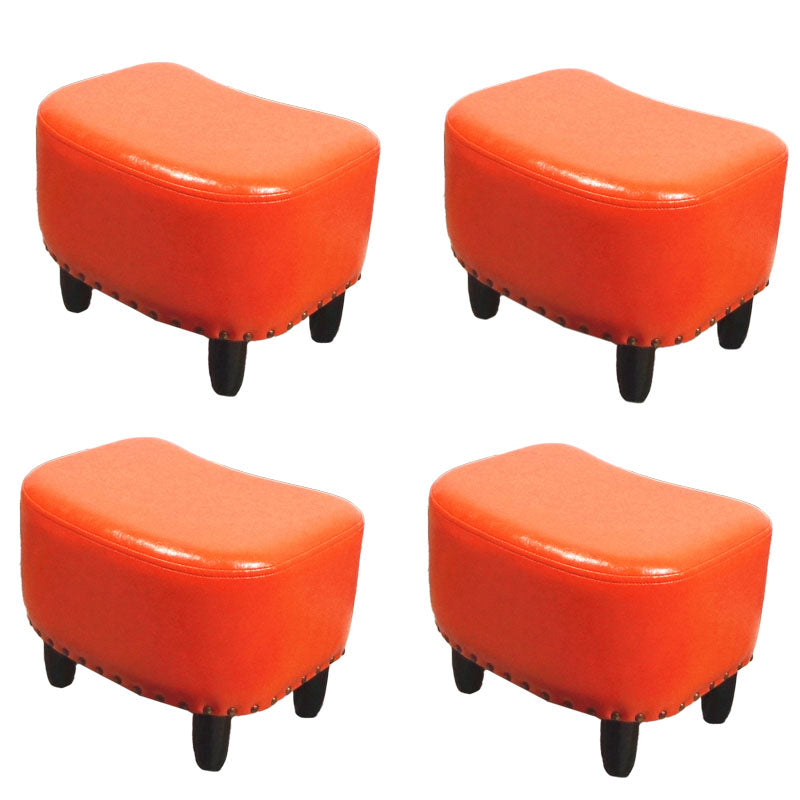Nailhead Trim Ottoman Leather Special Shape Contrast Color Stain Resistant Ottoman Orange 4 Piece Set Clearhalo 'furn' 'furn_ottomans_poufs' 'Furniture' 'Living Room Furniture' 'Ottomans & Poufs' 'ottomans_poufs' 6586388