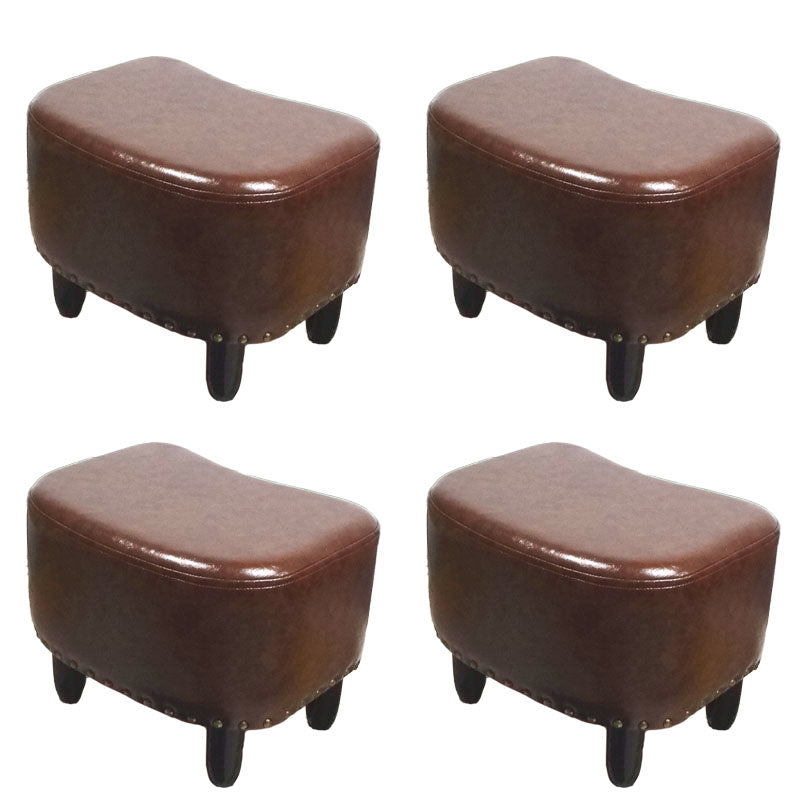 Nailhead Trim Ottoman Leather Special Shape Contrast Color Stain Resistant Ottoman Brown 4 Piece Set Clearhalo 'furn' 'furn_ottomans_poufs' 'Furniture' 'Living Room Furniture' 'Ottomans & Poufs' 'ottomans_poufs' 6586390